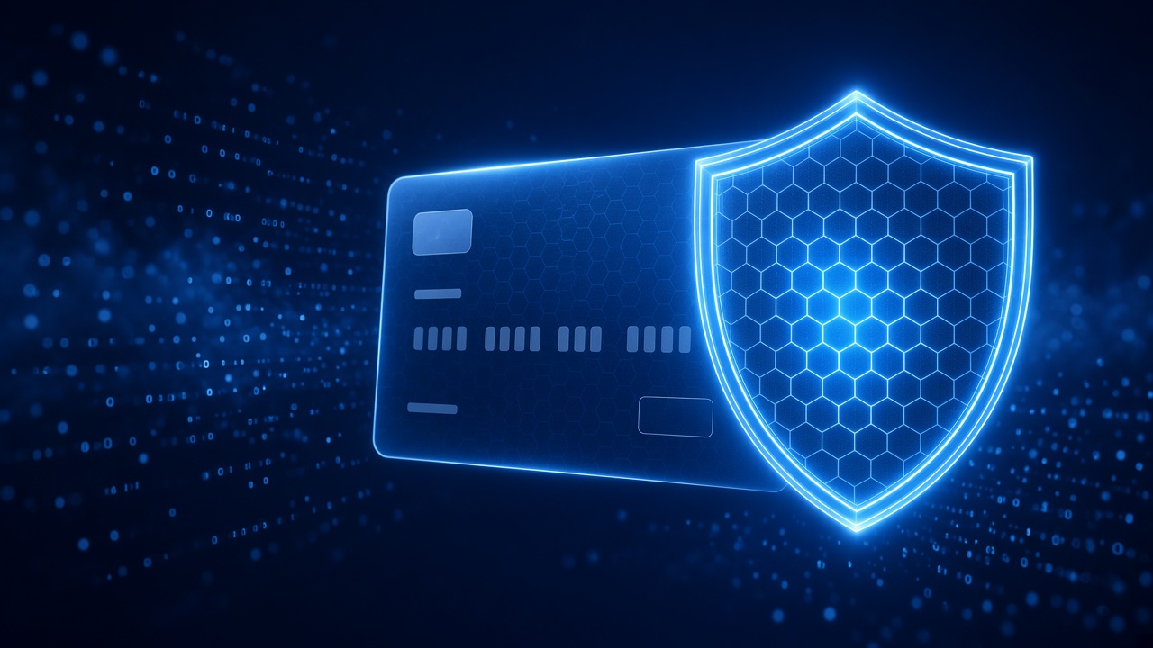 Digital payment card protected by a cybersecurity shield